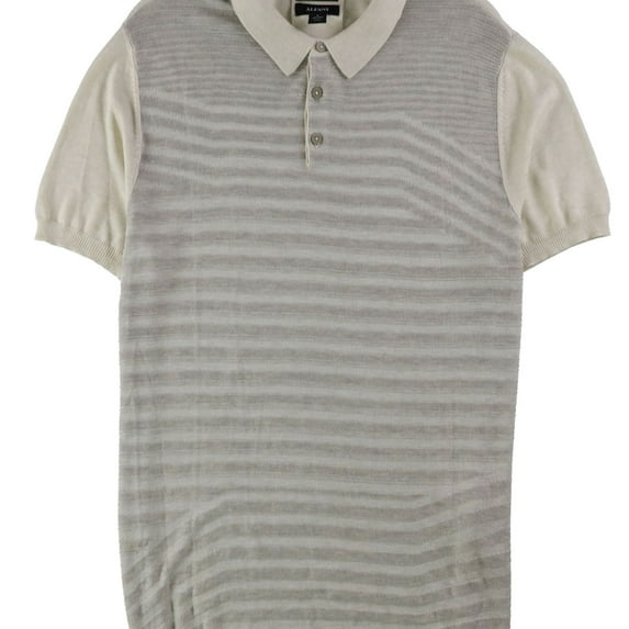 Alfani Mens Textured Polo Shirt, Beige, Large