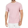 thumbnail image 1 of Alfani Mens Tipped Textured Pique Basic T-Shirt, Pink, XX-Large, 1 of 1