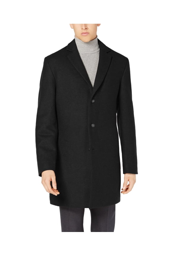 Men's Classic Fit Topcoat Black Size X-Large