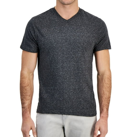 Alfani Mens V-Neck Basic T-Shirt, Black, Large