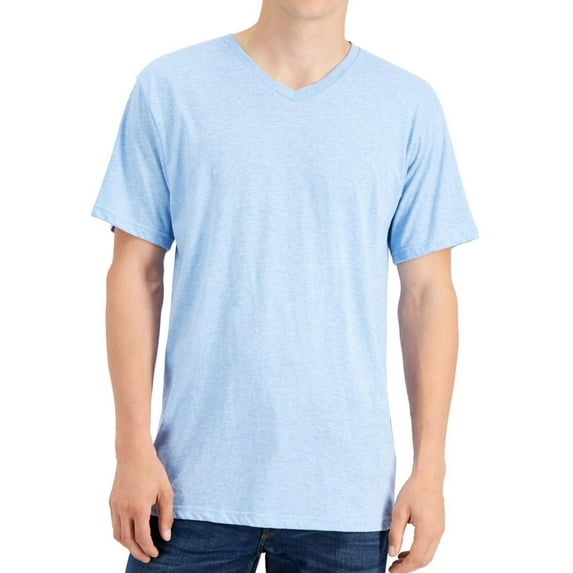Alfani Mens V-Neck Basic T-Shirt, Blue, Large