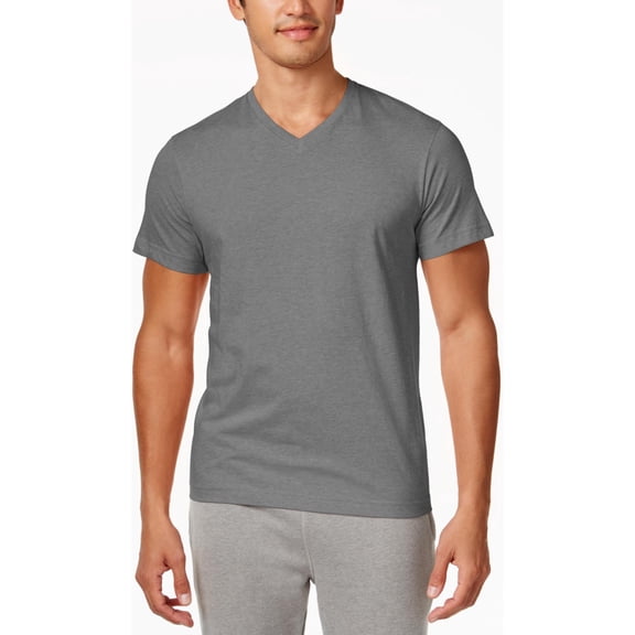 Alfani Mens V Neck Basic T-Shirt, Grey, Small