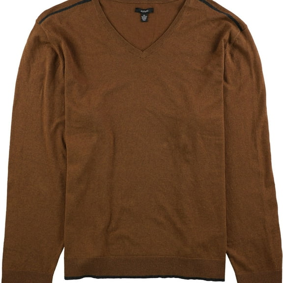 Alfani Mens V Neck Knit Sweater, Brown, XX-Large