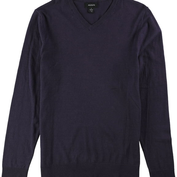 Alfani Mens V-Neck Pullover Sweater, Purple, Small