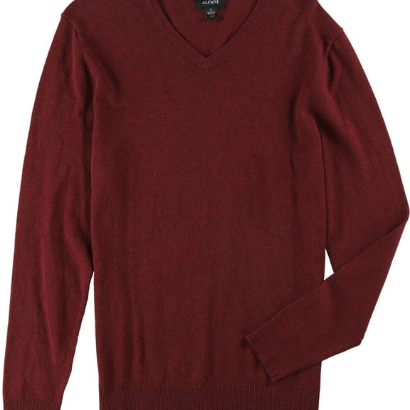 Alfani Mens V-Neck Pullover Sweater, Red, Small