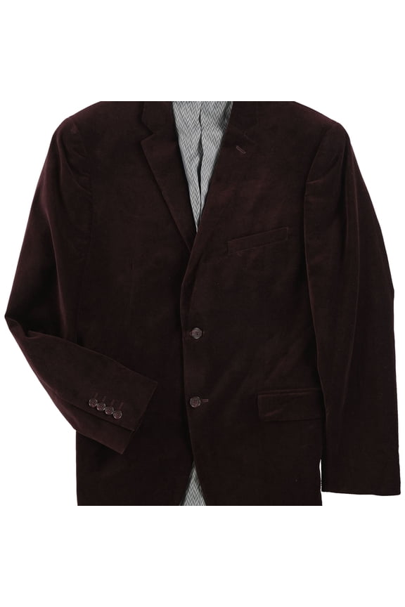 Mens Velvet Two Button Blazer Jacket, Red, 38 Regular