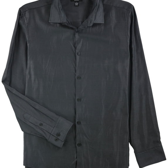 Alfani Mens Vesper Twill Button Up Shirt, Grey, XXX-Large
