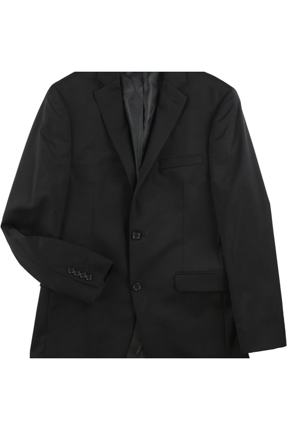 Mens Wool Two Button Blazer Jacket, Black, 40 Long