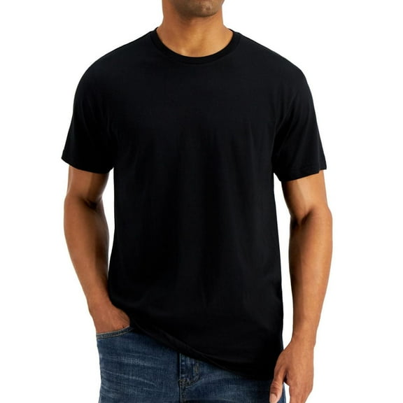 Alfani Mens Plain Basic T-Shirt, Black, XX-Large