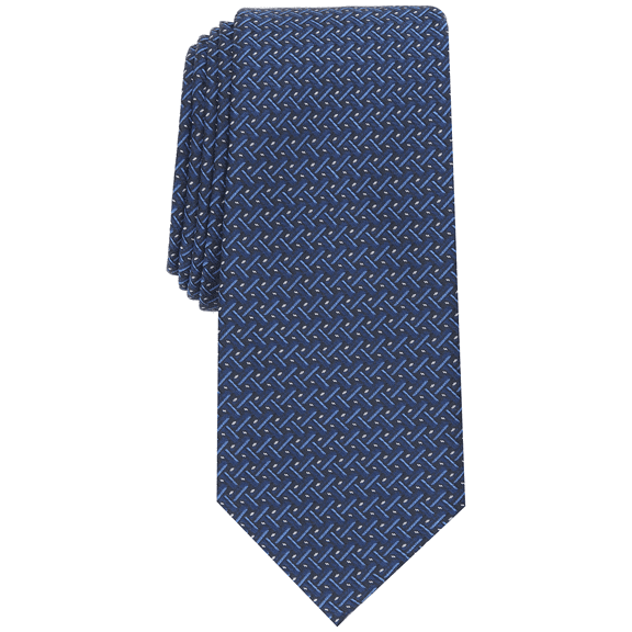 Alfani NAVY Men's Martinez Mini Geo Textured Slim Silk Blend Tie, O/S