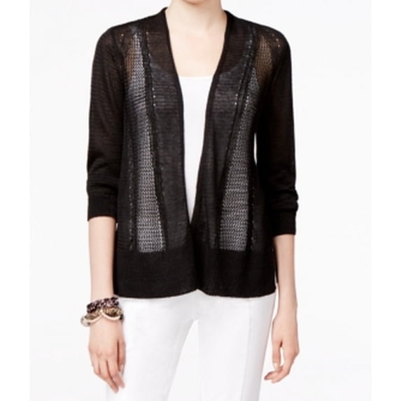 Alfani NEW Black Open Front Women's Size XL Open-Knit Cardigan Sweater