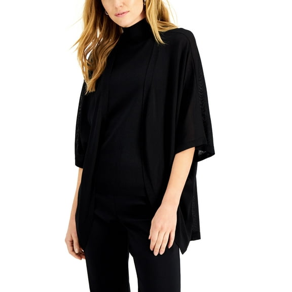 Alfani Open Front Cape Cardigan Deep Black M