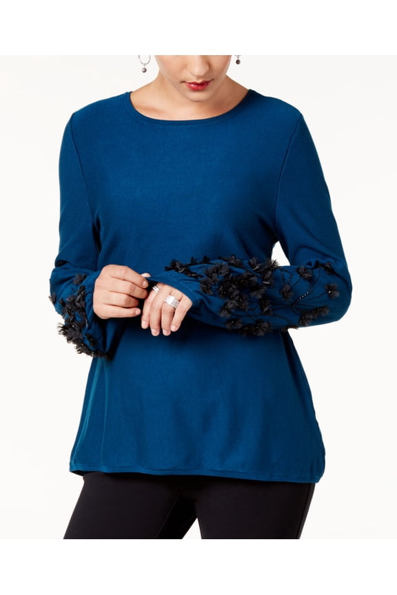Petite Embellished Sweater Ocean Teal PM