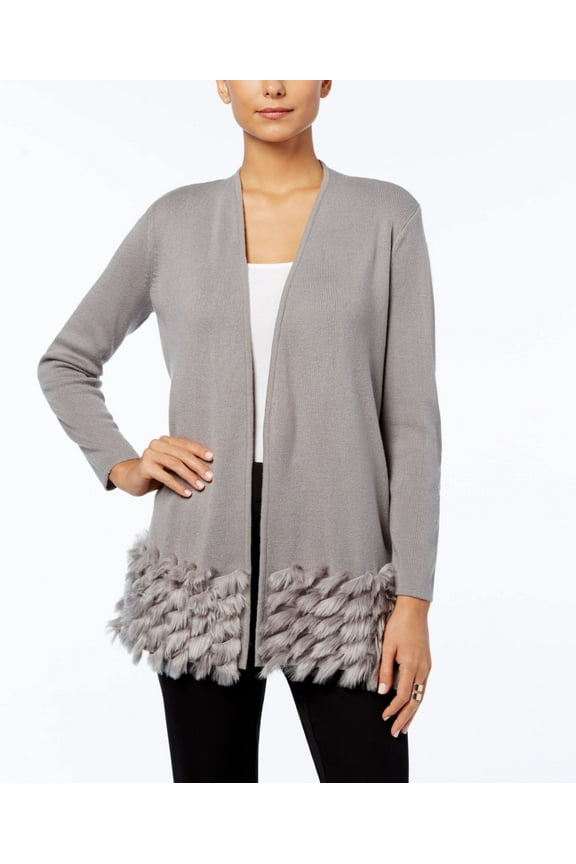 Petite Faux Fur Trim Cardigan Modern Met PXS
