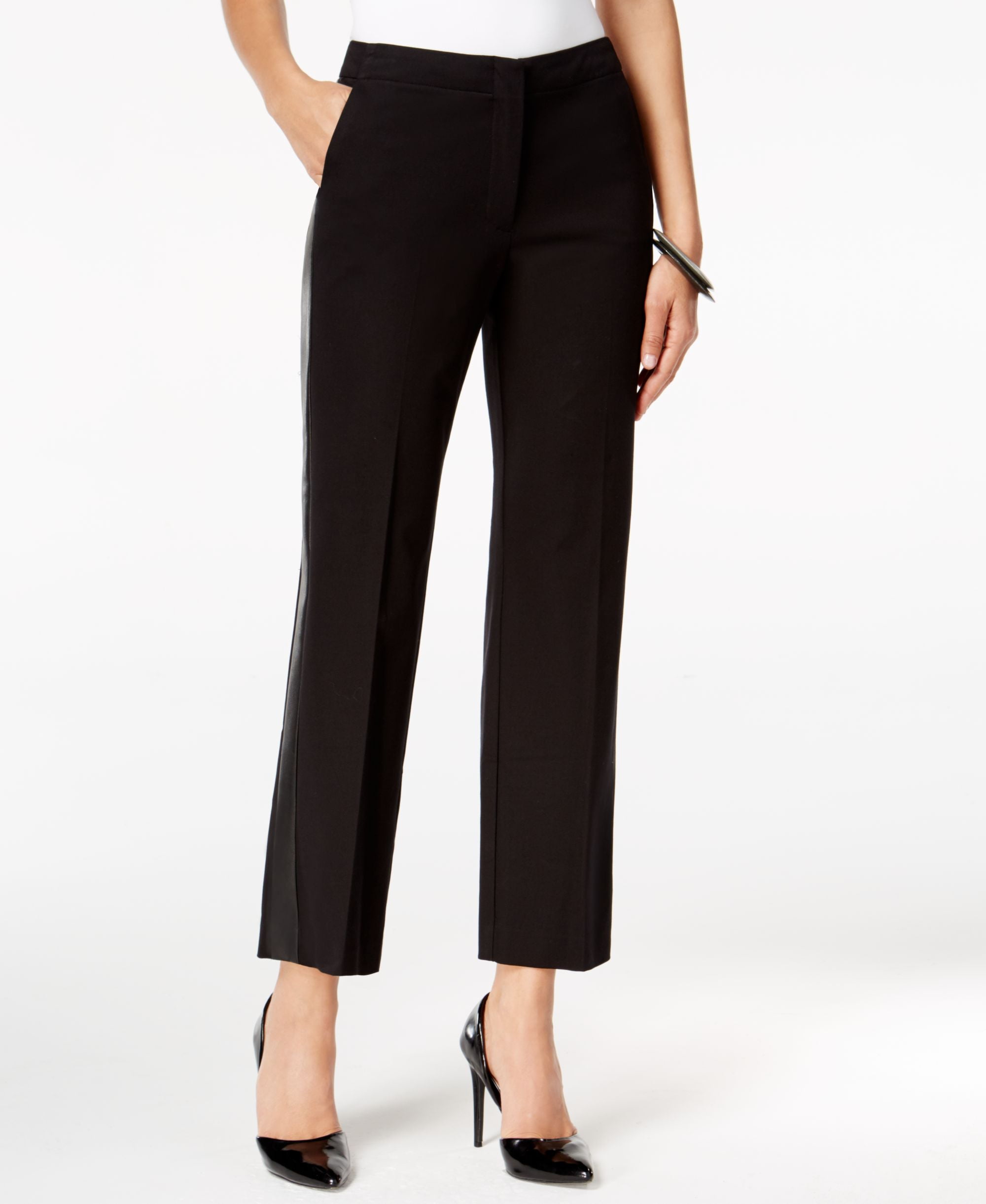 Alfani Straight Leg Pants Alfani DEEP BLACK Women's Petite Modern  Straight-Leg Pants, US