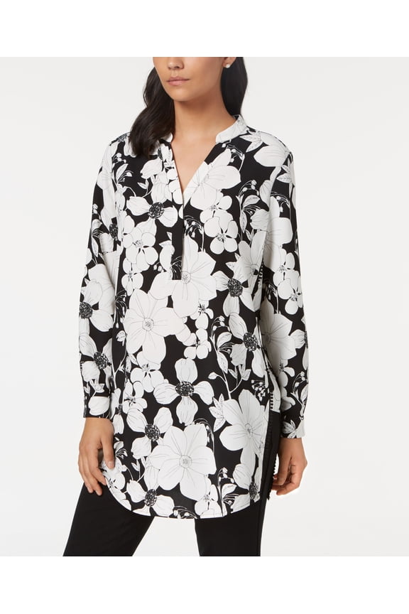 Petite Floral-Print Tunic (Metro Blooms, P/XS)