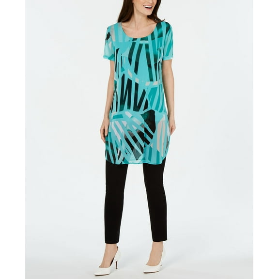 Alfani Petite Graphic Print Tunic Lunar Rays PXS