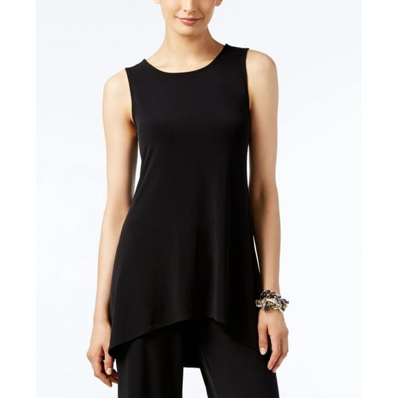 Alfani Petite High-Low Sleeveless Tunic Top Deep Black PXS