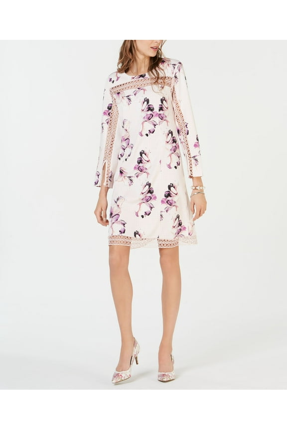 Petite Illusion Lace Shift Dress Pink Diaphanous 10P