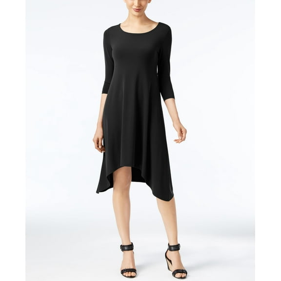 Alfani Petite Knit Handkerchief Hem Dress Deep Black 16P