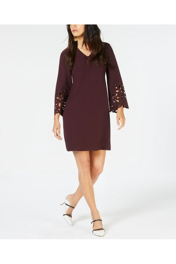Petite Laser Cut A Line Dress New Wine 8P