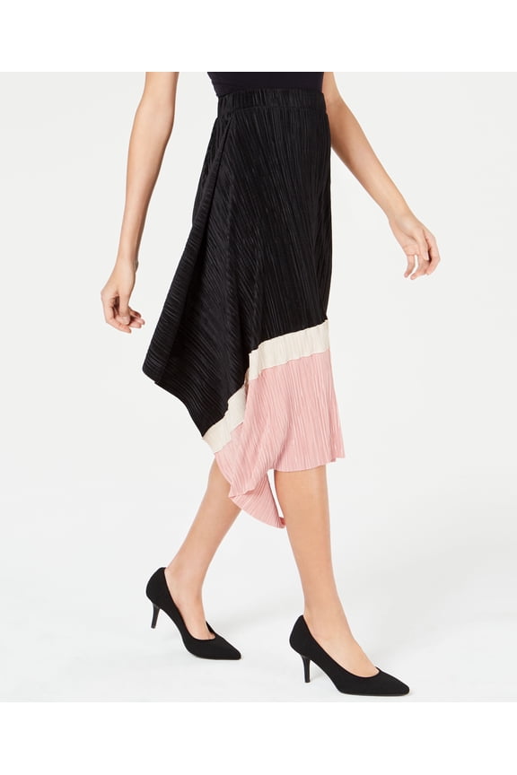 Petite Pleated Colorblocked Skirt Deep Black PS
