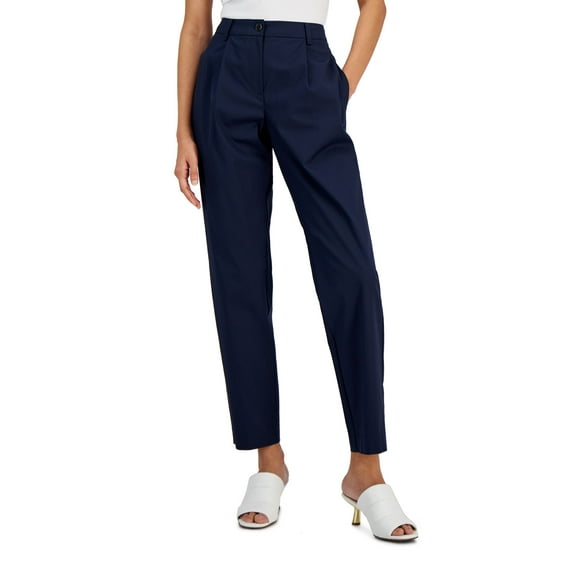 Alfani Petite Pleated Tapered Leg Pants Modern Navy 0P