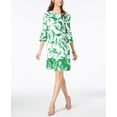 thumbnail image 1 of Alfani Petite Printed Bell Sleeve Shift Dress Green Bot Leaves 4P, 1 of 1