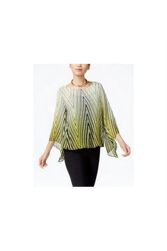 Petite Printed Blouson Top Graph Zigzag Lime Petite/P X-Small