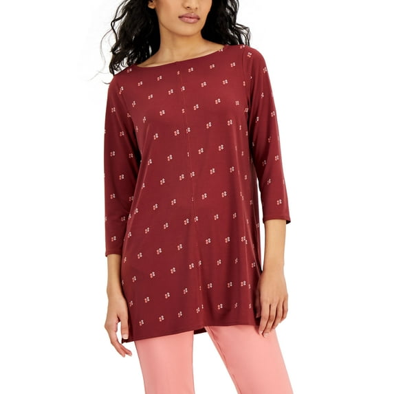Alfani Petite Printed Boat Neck Tunic Dc Geo Cri PS