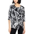 thumbnail image 1 of Alfani Petite Printed Crossover Hem Tunic Top Deep Black PM, 1 of 1