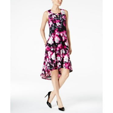Alfani Petite Printed High Low Dress Magenta Garden 6P