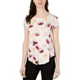 thumbnail image 1 of Alfani Petite Printed Round-Hem T-Shirt Pink Multi Bloom PM, 1 of 1