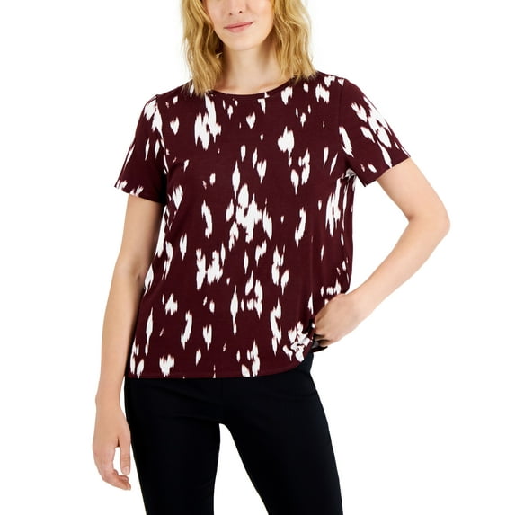 Alfani Petite Printed Step Hem Top Mila Animal Win PM