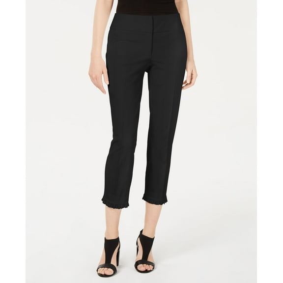 Alfani Petite Ruffle Hem Ankle Pants Deep Black 6P