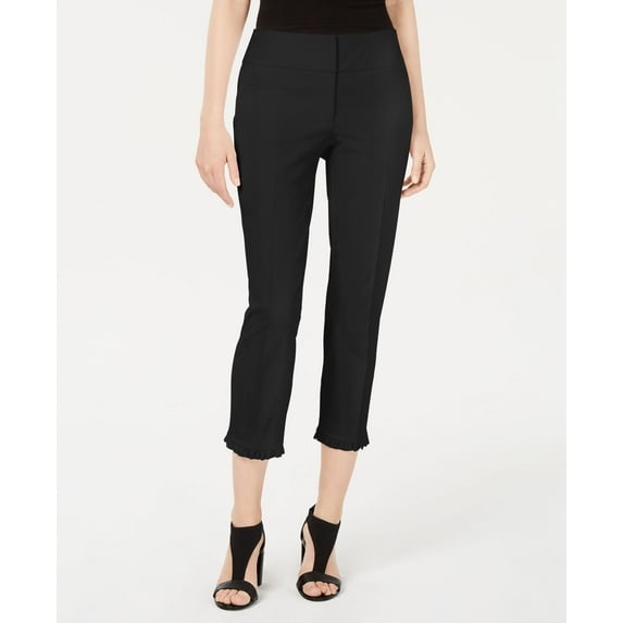 Alfani Petite Ruffle Hem Ankle Pants Deep Black 6P