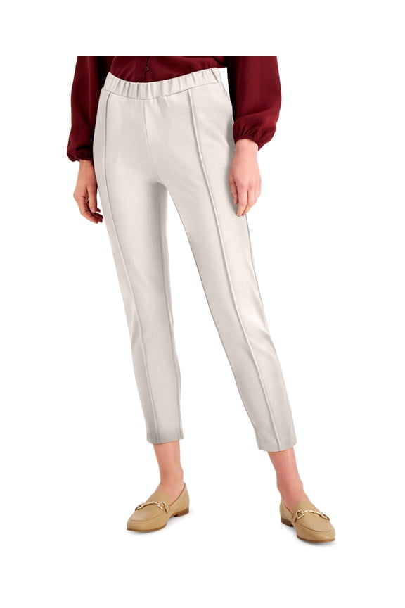 Petite Solid Seamed Cropped Pants Oat Milk PS