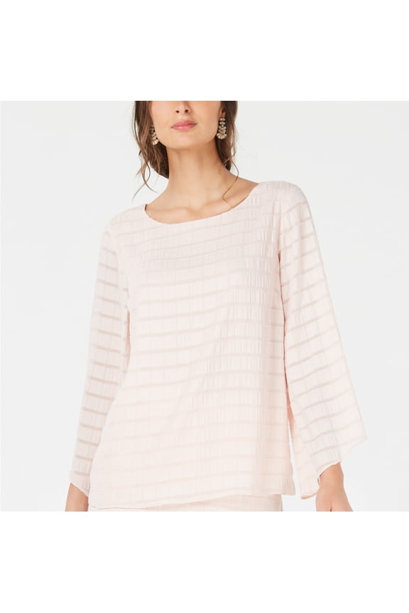 Petite Textured Angel Sleeve Top Silver Peony PL