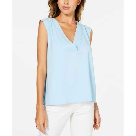 Alfani Petite V Neck Sleeveless Top Blue Infinity PXL