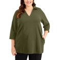 thumbnail image 1 of Alfani Plus Size 3/4 Sleeve Collared Tunic Top New Avocado 3X, 1 of 1