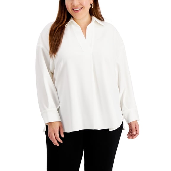 Alfani Plus Size Collared Blouse Calla Lily Size 2X