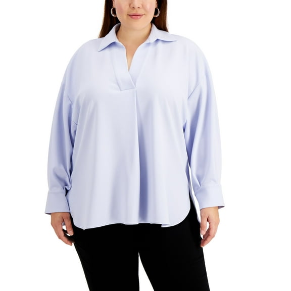 Alfani Plus Size Collared Blouse Lilac Cloud 2X