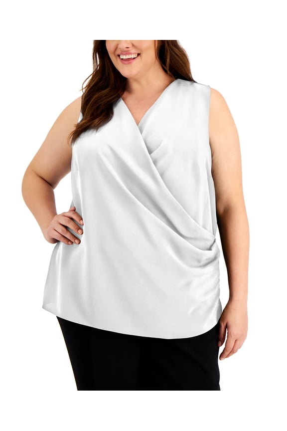 Plus Size Cross Front Top Bright White 0X