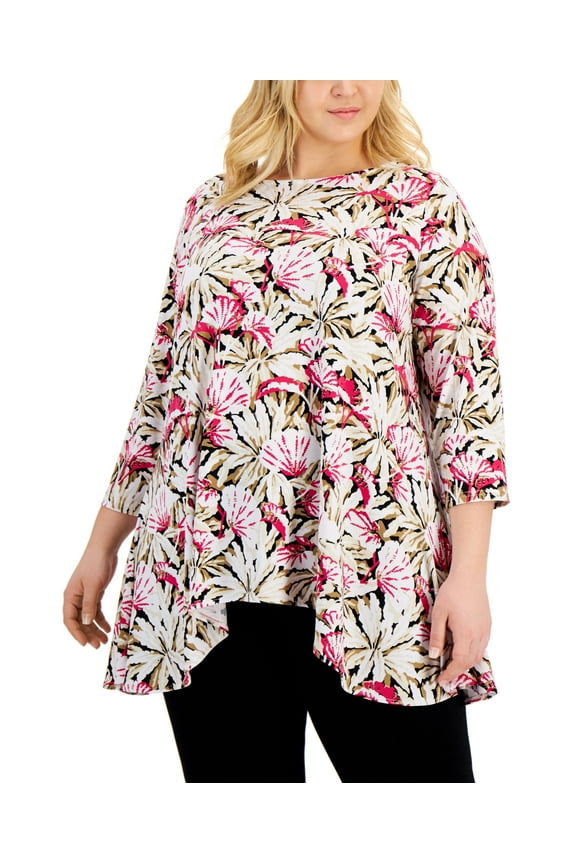 Plus Size Floral Swing Top Pink 0X