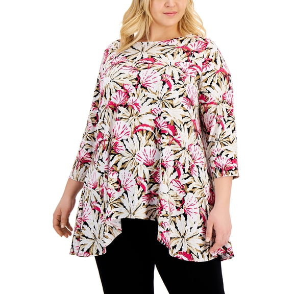 Alfani Plus Size Floral Swing Top Pink 2X