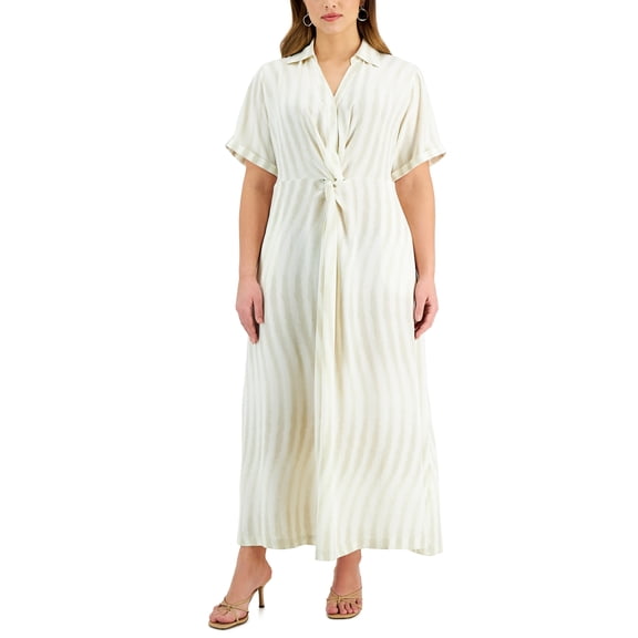 Alfani Plus Size Knot Front Dress Oat Warm Wave 22W