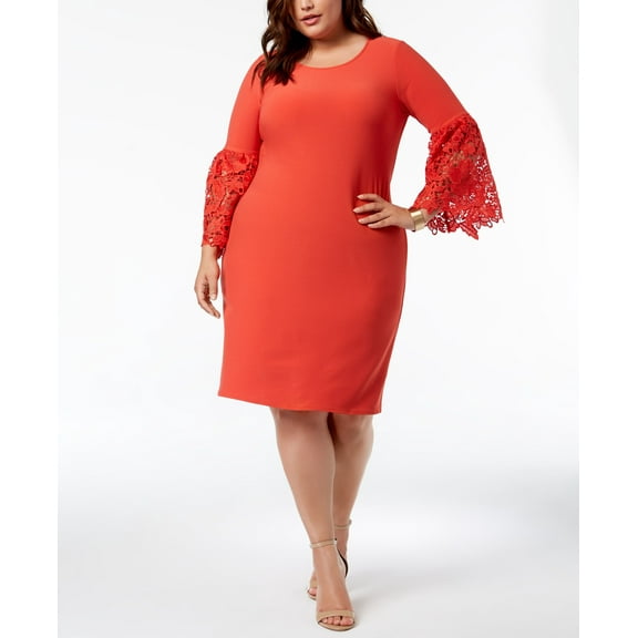 Alfani Plus Size Lace Sleeve A Line Dress Cherry Bliss 20W