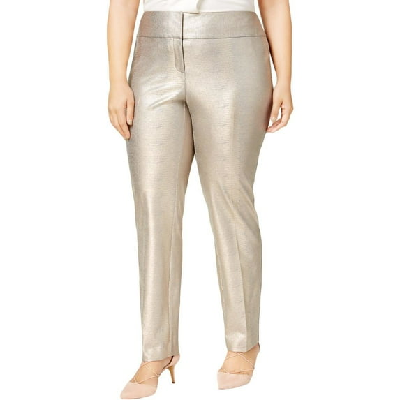 Alfani Plus Size Metallic Pants Matte Gold 24W