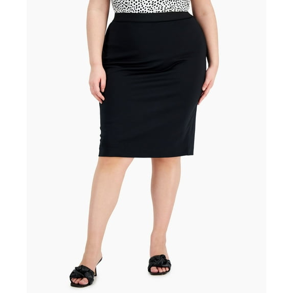 Alfani Plus Size Midi Skirt Deep Black 0X