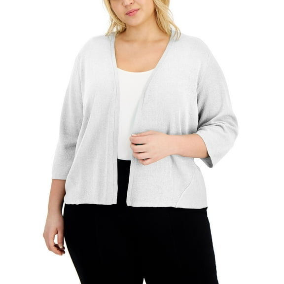 Alfani Plus Size Open Front Cardigan Bright White 1X